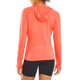 ALLZERO Women's Sun Protection Hoodie UPF 50+ Long Sleeve with Back Breathable Mesh for Outdoor Fishing Hiking ORANGEHEATHER-XL