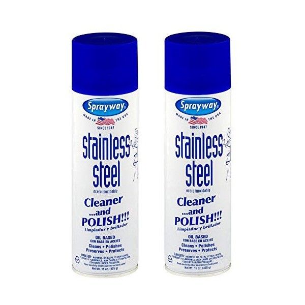 Sprayway SW841 Aerosol Stainless Steel Polish & Cleaner, 15 oz (15 oz can, Pack of 2)