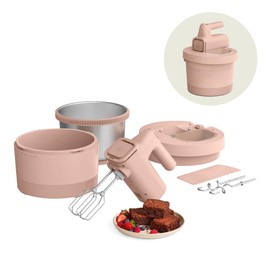 bella 3.5 Qt Hand & Stand Mixer, 2 in 1 Electric Mixer with Bowl, Dough Hook, Whisk & Egg Beater, Multifunctional Handheld Mixer for Baking, 200 Watt, Blossom