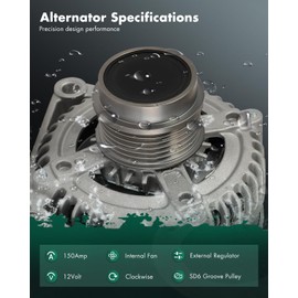 SCITOO Alternator Fits for Jeep Liberty 2005-2006 L4 2.8L - 12V 150Amp CW SD6 Groove Pulley, Replace OE 11114 104210-4240 104210-4241 56044672AA 56044672AB 210-0673 15457 12668