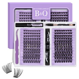 Lash Extension Kit 192 pcs Eyelash Extension Kit B01+B10 8-18mm Mixed Lash Clusters Kit Individual Lashes Kit Wispy with Lash Glue and Remover Applications Eyelash Kit (B01+B10, Kit)