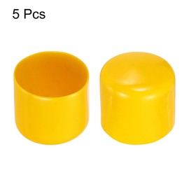 sourcing map 5pcs Rubber End Caps 45mm(1.8 Inch) ID Vinyl PVC Round Tube Bolt Cap Cover Screw Thread Protectors Yellow