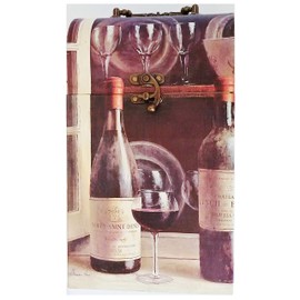 A&T Designs Classic Decorative Wine Gift Box Home Decor - Fits 2 Bottles, Metal Handle and Clasp