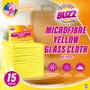 Buzz 15pk Lint Free Cloths Microfibre Yellow Streak Free Glass