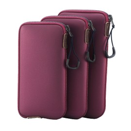 OneJoy Phone Wallet, Cellphone Lanyard Crossbody, Phone Purse Cell Phone Bags for Women, Phone Pouch Holster for Men, Neoprene Pouch with Clip on and Shoulder Strap & Zipper Pull M Size [ Burgundy ]