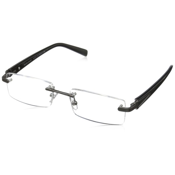 Foster Grant Men's Matrix Square Reading Glasses, Gunmetal/Transparent, 59 mm, 2.00
