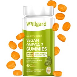 Wellgard Vegan Omega 3 Gummies by Wellgard - Chewable Algae-Derived DHA & ALA, Omega 3 Supplements, Allergen-Free, Natural Flavour, Formulated in UK
