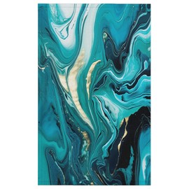 DJYQBFA Teal Blue Marble Liquid Texture Kitchen Towels Set of 2 Highly Absorbent Hand Towels Dish Cloths for Bar Tea Home Household 28.3x17.7 inch