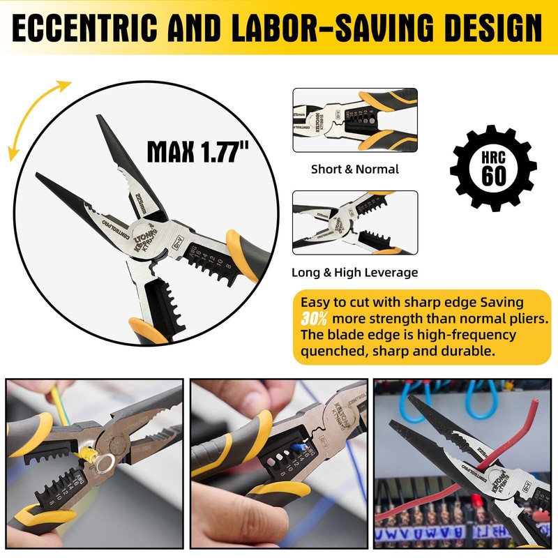 Fancytool Multi-Function Needle Nose Pliers with Cutting, Stripping, Crimping and