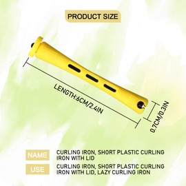 CZAYEFNH 50 Pieces Hair Wave Rods Short Non-Slip Hair Rollers Plastic with Elastic Band Perm Bars Hairdressing Tool with 2 Steel Spike Comb for Hairdressers (Yellow, 0.35 Inches)