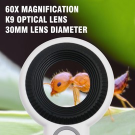 60X Handheld Magnifier with UV&LED Lights Jeweler Loups Magnifying Glass with 30mm Optical Lens, Touch Button, Rechargeable Portable Magnifier for Gemstones Jewelry Watch Repair PCB Plants Inspection