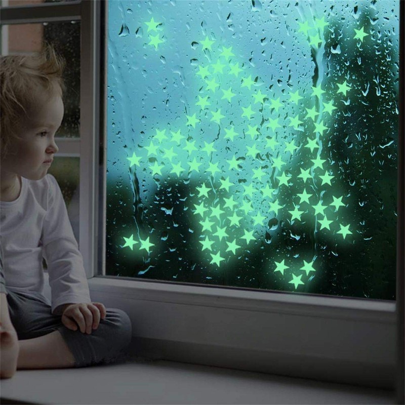 100Pcs Estrellas Fluorescente Pegatinas de Pared Techo Brillante en Oscuridad