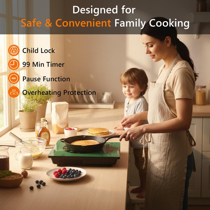 Single Burner Electric Cooktop, One Burner Ceramic Cooktop 1800W with