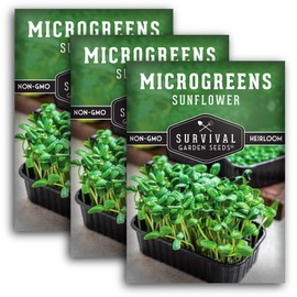 3 Packs Sunflower Microgreens Seeds for Planting and Growing - Plant Green Leafy Micro Vegetable Plants Indoors - Grow Your Own Mini Windowsill Garden - Non-GMO Heirloom - Survival Garden Seeds