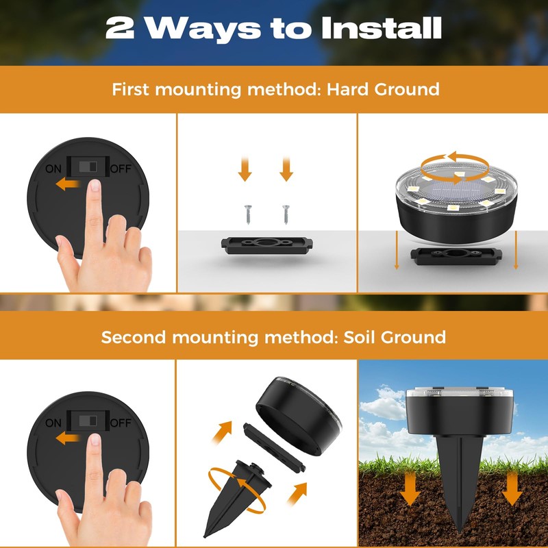 vighep Mini Solar Ground Lights, 24 Pack Solar Lights Outdoor