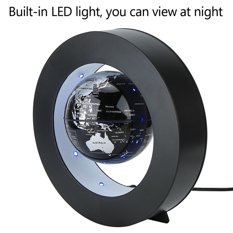 Electronic Magnetic Levitation Floating Globe with LED Light Home Display(Silver