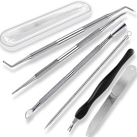 Ingrown Toenail File and Lifters Set(6pcs), Professional Pedicure Tool Toenail Grooming Kit, Ingrown Toenail Treatment Pedicure Kit, Under Nail Cleaner Tools (6PCS) - Colour: 9PCS