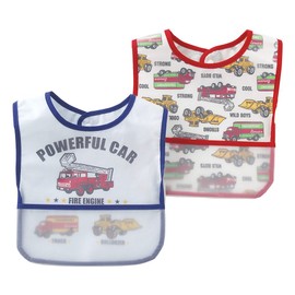 (tyakkurubebi-) chuckle Baby Boys Creeper Meals Apron 2 Pieces Set Blue for Vehicle Pattern Size without P8186 – 00 – 31