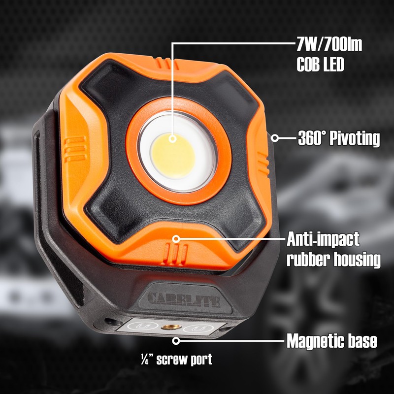 CARELITE 作業灯 LED作業灯 投光器 充電可能 台座付き 360°回転 照明 範囲広い 頑丈