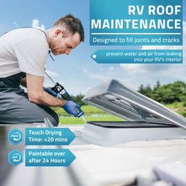 PAULINN Self Leveling RV Roof Sealant 2 Packs, Lap Sealant White for Camper Repair, RV Caulking, Rubber Roof EPDM, Flexible, UV & Waterproof, no Smell and Safe for RV Indoor use