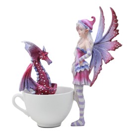 Amy Brown Purple Dragon Pet Tea Cup Twilight Fairy Collector Figurine