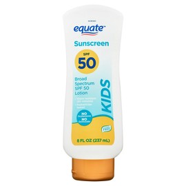 Equate sunscreen spf 50 for Kids- Broad Spectrum, 8 fl oz (Pack of 1), Set By Basket Goods
