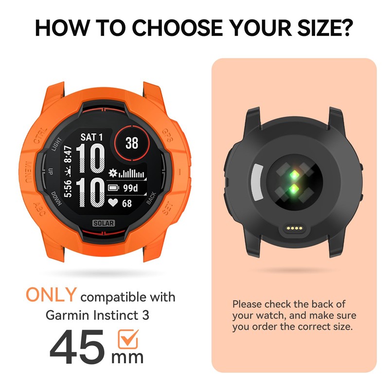OVERSTEP Rugged TPU Case Cover Compatible with Garmin Instinct 3