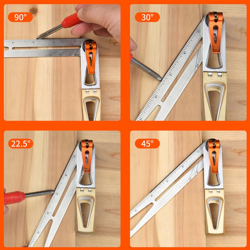 Woodworking Scriber Ruler Heavy Duty T-Shape Multi-Angle Scribing Tool Stainless