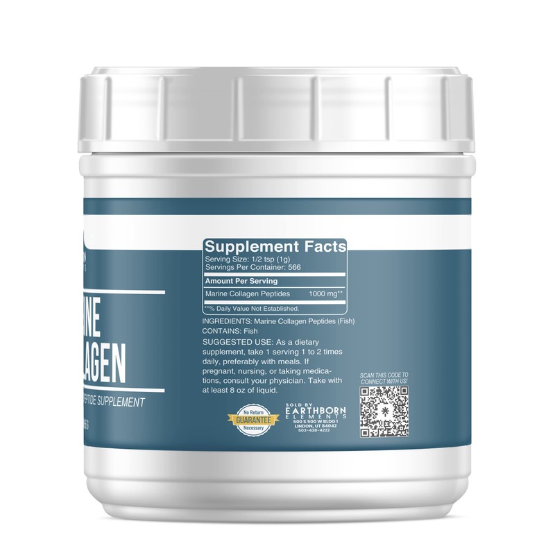 Earthborn Elements Hydrolyzed Marine Collagen Peptides Powder 1.25 lb, Pure