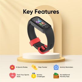 Pixbee Kids Fitness Watch - Kids Watch with Heart Rate Monitor, 16 Sports Modes, Activity Tracker, Hydration Reminders and Sleep Insights - Ideal Kids Smart Watch - Black