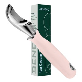 Beneno Heavy Duty Ice Cream Scoop - Upgraded Anti-Fracture Design, Comfortable Grip Long Handle, Effortless Scooping & Dishwasher Safe, Pink