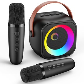 Children's Karaoke Machine with 2 Microphones - Easter Gifts Children Wireless Karaoke Microphone, Bluetooth Microphone Children's Toy Gift for Boys - Portable for Parties, Camping, Birthday