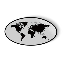 World Map Oval - Magnet - Car Fridge Locker - 6"