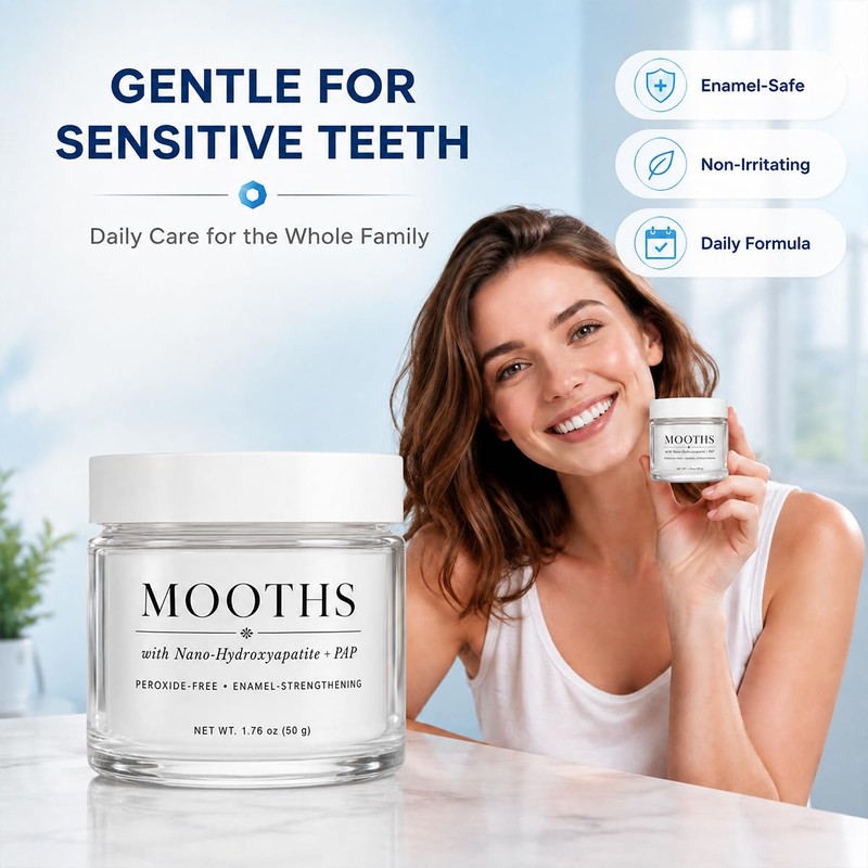 Mooths Teeth Whitening Powder, Hydroxyapatite Oral Care, Fresh Breath