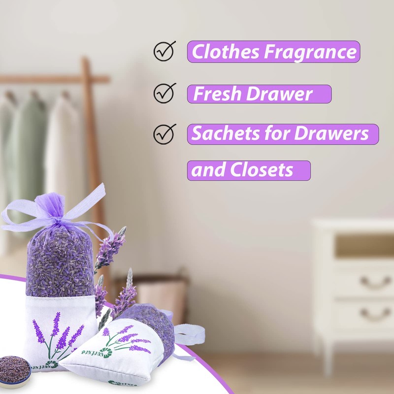 8 Packs French Lavender Sachets for Drawers and Closets Fresh