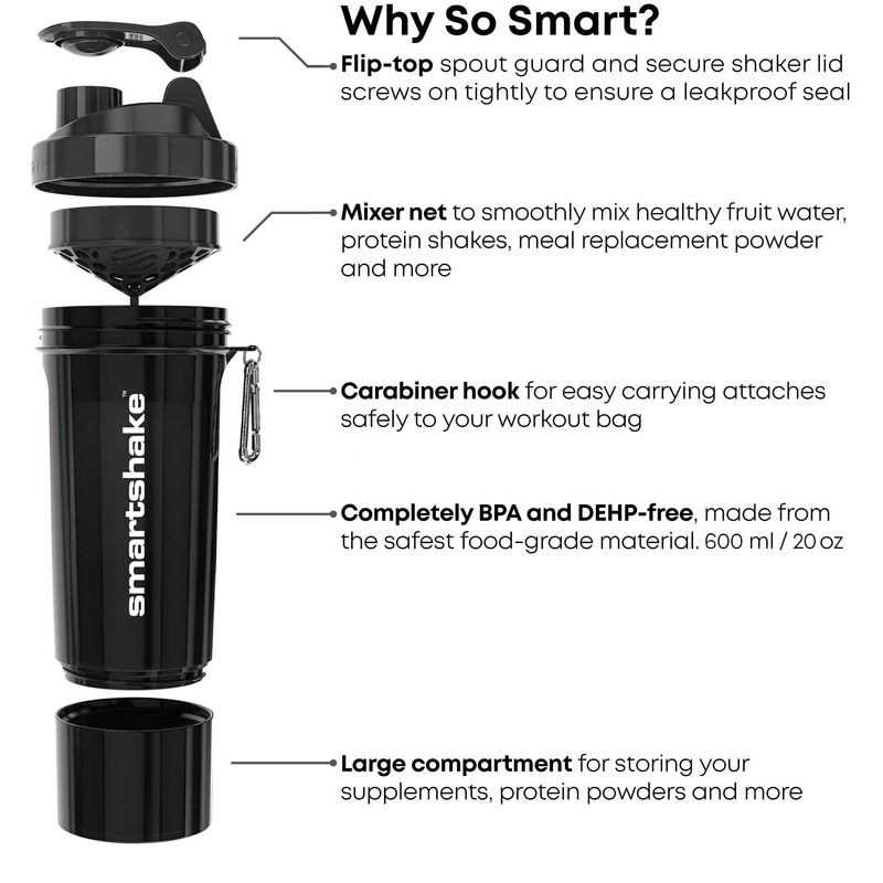 Smartshake O2GO ONE 4-Pack Protein Shaker Bottle 600 ml |