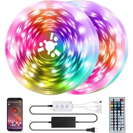 LED Lights for Bedroom 100 FT(4 Rolls), LED Strip Lights with App Control, Sync to Music 5050 RGB LED Lights with 44 Keys IR Remote, LED Lights for Room Party Home Decorations - Size: 50ft (2 Rolls)