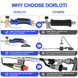 DORLOTI Propane Torch Weed Burner Kit,2,400,000 BTU High Output with Long/Short Mode,12.5FT Hose Heavy Duty Blow Torch Flamethrower with Self Igniter and Turbo Trigger for Weeding,Roofing,Melting Ice,BBQ