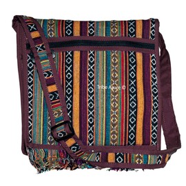 Tribe Azure Woven Adjustable Strap Shoulder Bag Hobo Messenger Women Fashion Handbag Unique Roomy Tassel (Woven Red)