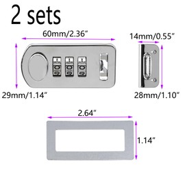 Risbay Luggage Combination Lock,2PCS Toolbox Hasp with Combination Lock, 3 Digit Combination Lock,60×29mm（Nickel）