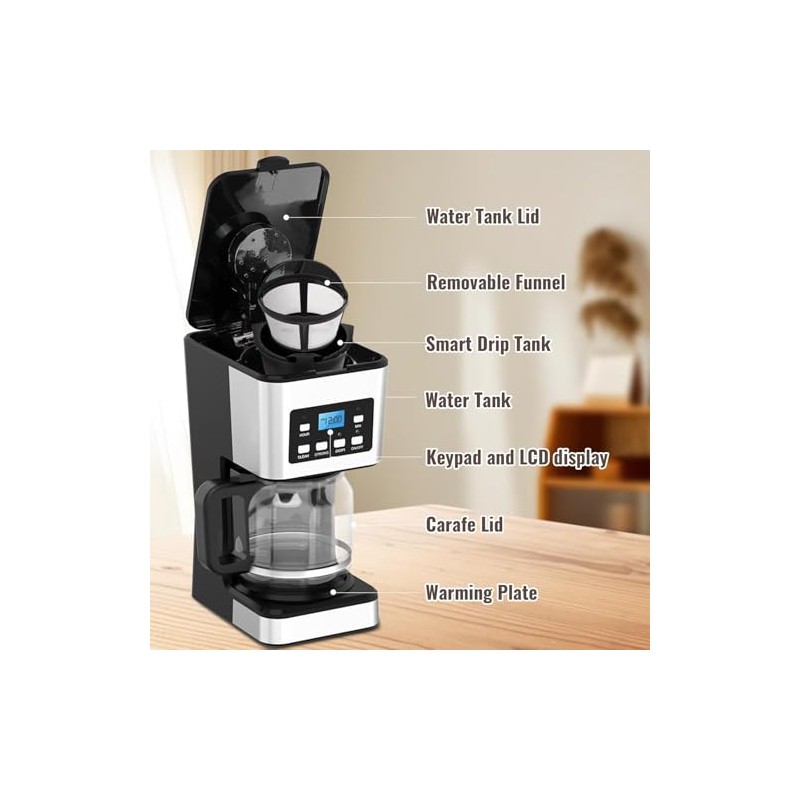 12-Cup PROGRAMMABLE Coffee Maker, REGULAR & STRONG Brew Drip Machine