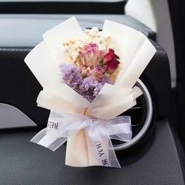 Mini Dried Flower Bouquet, Small Bouquet Car Air Freshener Vent Clips, Cute Vehicle Interior Decorations Universal for Truck SUV Dashboard,Interior Accessories
