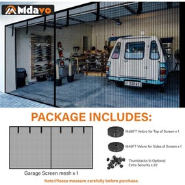 Garage Screen Door - Magnetic Closure, Reinforced Fiberglass Mesh, Heavy Duty Weighted Bottom, Hands-Free Operation, Easy Assembly & Pass-Through garagescreendoor - size: 9 x 7 FT
