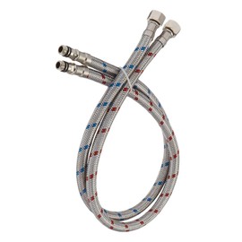 RUITHOE Flexible Connector Braided Stainless Steel Bathroom Faucet Supply Lines Bathroom Kitchen Faucet Hose 32" Length 3/8-Inch Female Compression Thread x M10 Male Connector x 2 Pcs (1 Pair)