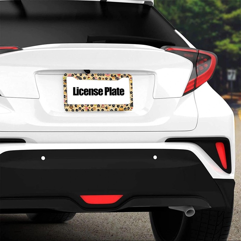 2Pcs Anime License Plate Frame Cute Soot Sprites Car Accessories