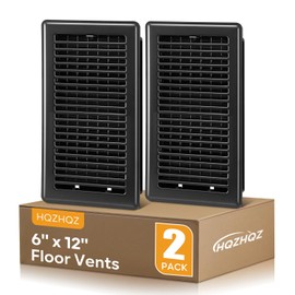 6x12 Floor Register, 2 Pack Heavy Duty Steel Walkable Floor Vent Covers, Easy Adjust Air Supply Lever, Vent Covers for Home Floor, Air Vent Covers, Black