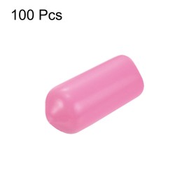 sourcing map 100pcs Rubber End Caps 7mm ID Vinyl PVC Round Tube Bolt Cap Cover Screw Thread Protectors Pink
