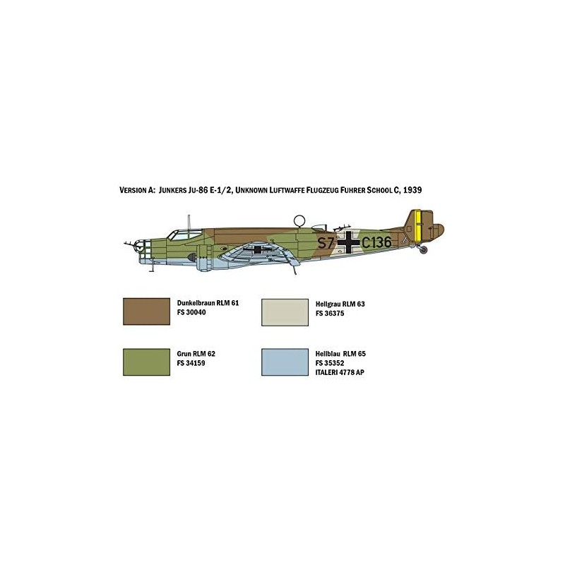 Italeri ITA1391 1: 72 Ju 86 E1/E2 [Model Building Kit]