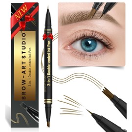 iMethod Lápiz De Cejas Microblading 2 En 1 Con Doble Punta Aplicador De 3 Puntas Con Microhorquilla Y Punta De Pincel Precisa Crea Cejas De Aspecto Natural Y Duran Todo El Día Marrón Claro