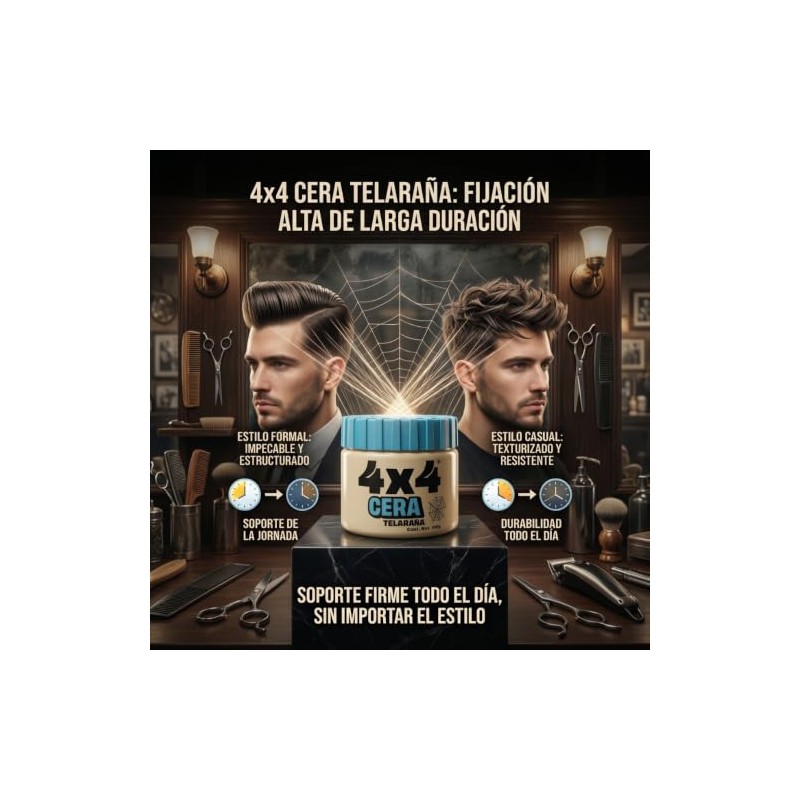4x4 Cera Telaraña para Barberos, Estilizado de Cabello, 100g